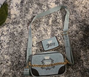 Juicy Couture Blue and Gold Crossbody Bag
